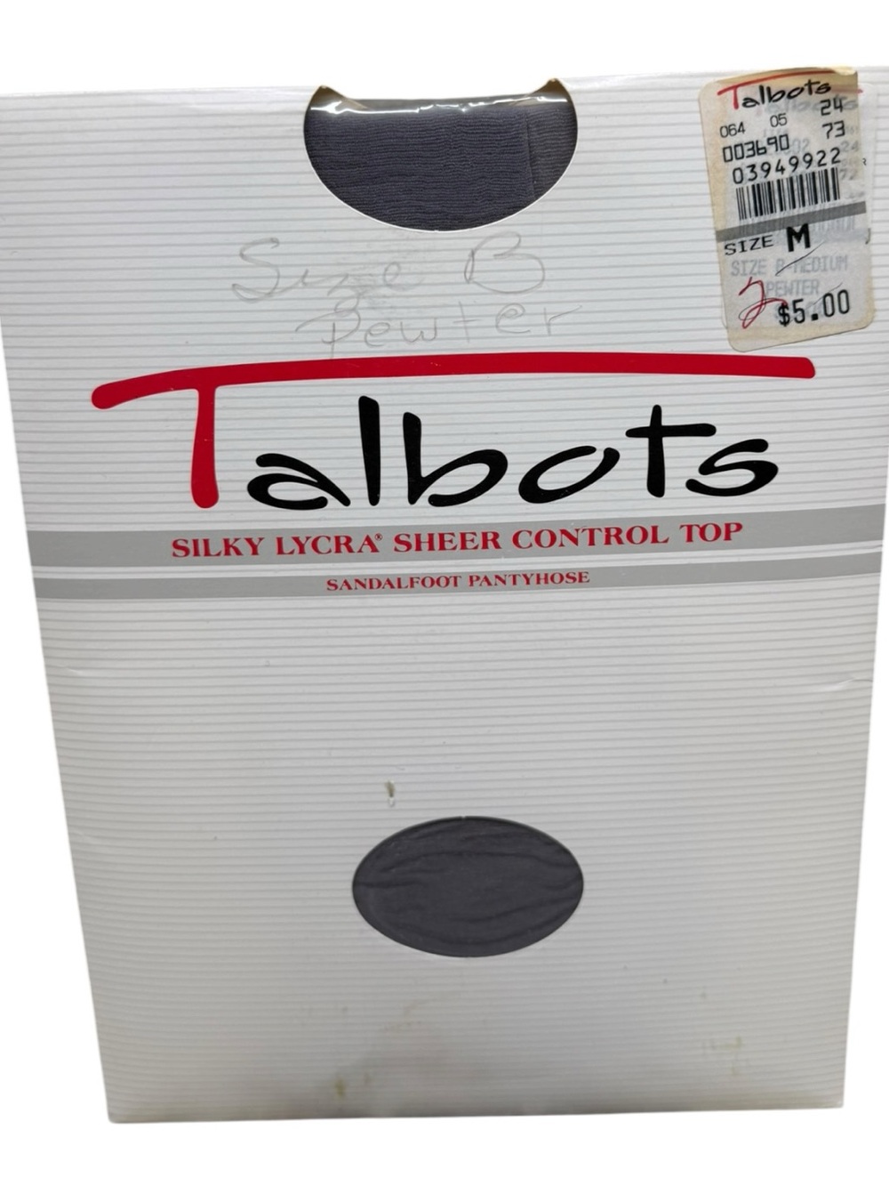 Talbots Silky Sheer Control Top Pantyhose Size B Pewter